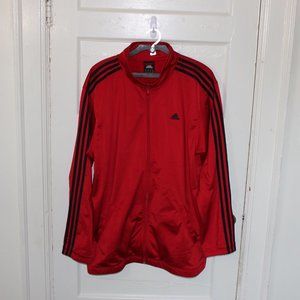adidas Essentials 3 Stripe Tricot Jacket Red Black Men's Size Large